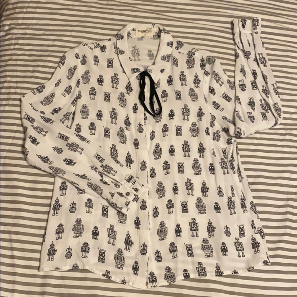 Robot button up blouse